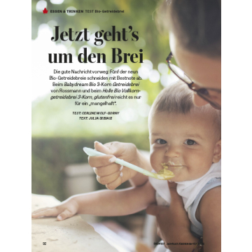 Testbericht zu fünf Bio-Getreidebreien, darunter Babybrei und Vollkorngetreidebrei, bewertet auf Schadstoffe und Nährstoffe