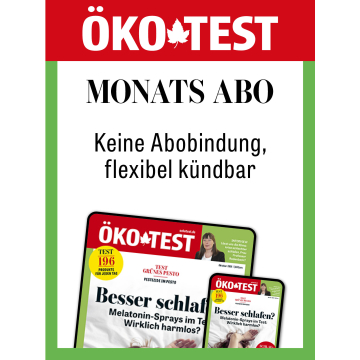 ÖKO-TEST Monatsabo zeigt aktuelles Titelbild mit dem Hinweis: "Keine Abobindung, flexibel kündbar".